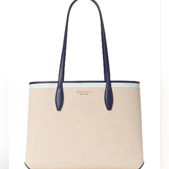 Kate Spade Tan and Navy Tote - Picture 2 of 5